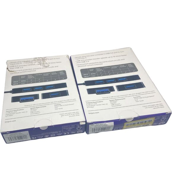 Targus 4‑Port USB 3.0 Hub 5Gbps Powered Plug‑and‑Play Box Wear Lot of 2 WIn Mac - Picture 8 of 8